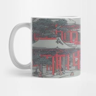 Ukiyo e Japanese snow covered roofs Mug